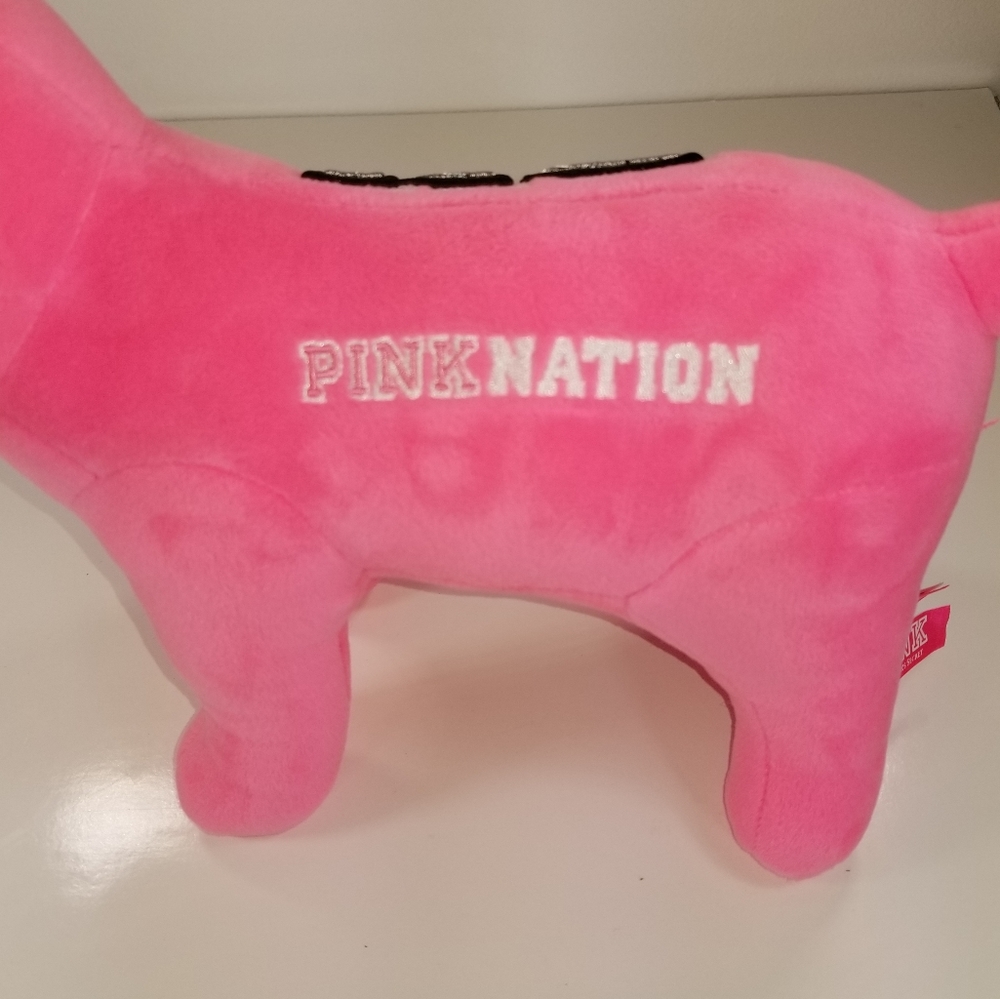 PINK Victoria's Secert Pink Nation Limited Edition Pink & Silver Plush Dog - Picture 4 of 9